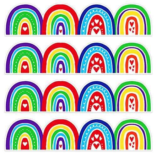 Image of SICOHOME Boho Bulletin Board Borders,48pcs Bulletin Borders Stickers,Boho Classroom Decor,Rainbow Bulletin Board Trim Back to School Decoration,Waterproof Back to School Classroom Office Chalkboard