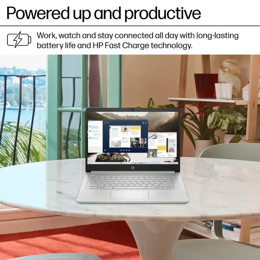 Image of HP 14 Laptop for Business and Students • 14 inch Anti-Glare Display • Intel 4-Core N150 Processor • Copilot AI • Windows 11 Pro • 16GB RAM • 128GB UFS • Wi-Fi 6 • Willow Green