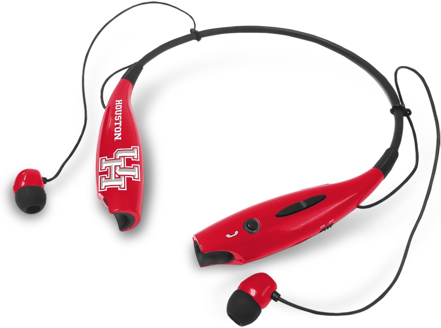 NCAA SUCKERZ Wireless Bluetooth Neckband Earphones Stereo Earbuds with Microphone, Houston Cougars