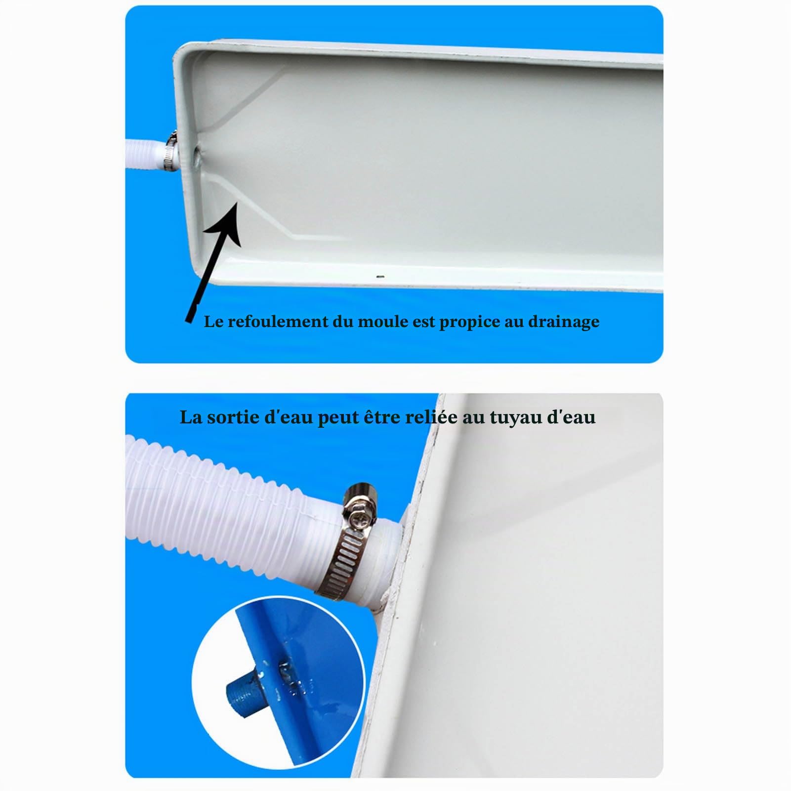 Bac de Vidange de Climatiseur en Acier Galvanisé Extérieur，bac D'égouttement Universel pour Collecteur d'eau de Condensation，bac de Récupération des Condensats de Climatisation avec Tube de Drainage