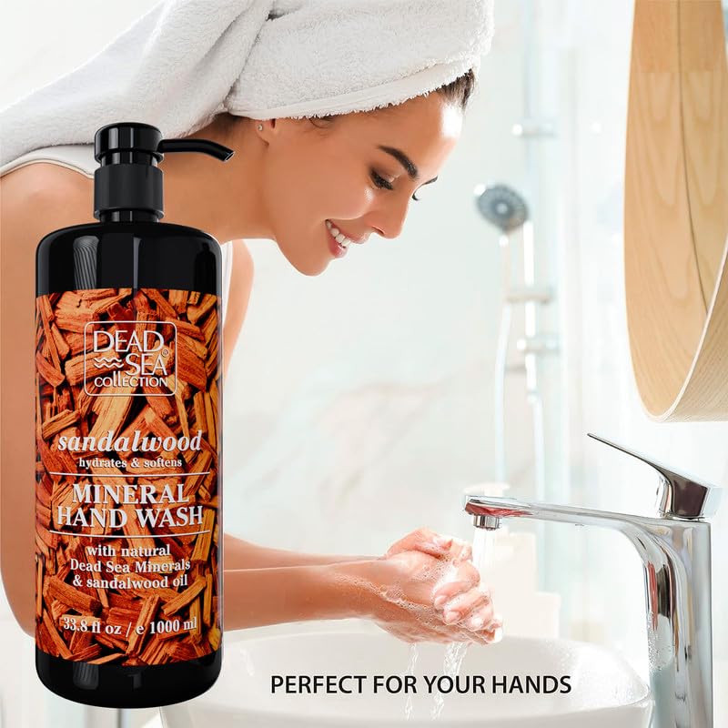 Image of Dead Sea Collection Hand Soap Pump Sandalwood - Moisturizing Hand Wash Liquid with Dead Sea Minerals and Sandalwood Oil - Hydrates and Softens - Pack of 2 (33.8 Fl Oz Each) - 67.6 Fl Oz Total
