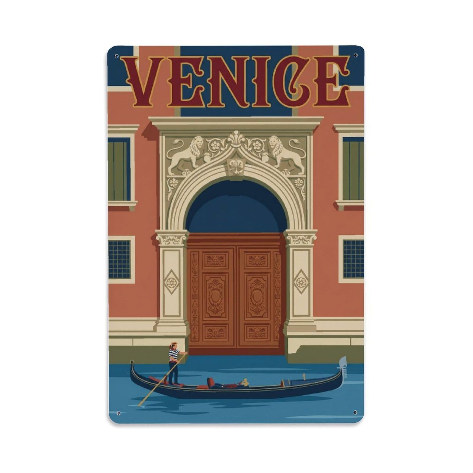 Vintage Travel Doorway Italy Ornate Metal Tin Sign Plaque Wall Decor for Cafe, Club Bar, Office, Home Garden Metal Poster 8x12Inch