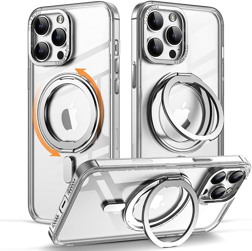 MagSafe対応 iPhone 14 Pro Max ケース 360°回転 アイフォン14プロマックス カバー縦横両対応 iPhone 14promax 携帯ケース 半透明 ワイヤレス充電 車載ホルダー 対応 マグセーフ スタンド付きリング,クリア