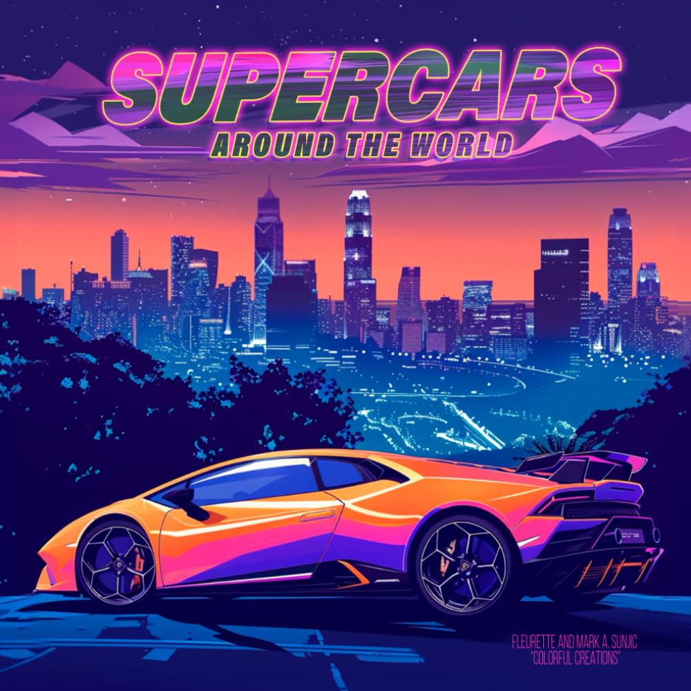 Supercars Around the World: Coloring Book, 50 Exotic and Legendary Cars in Iconic Cityscapes. A Fun and Relaxing Coloring Book for Car Enthusiasts of All Ages