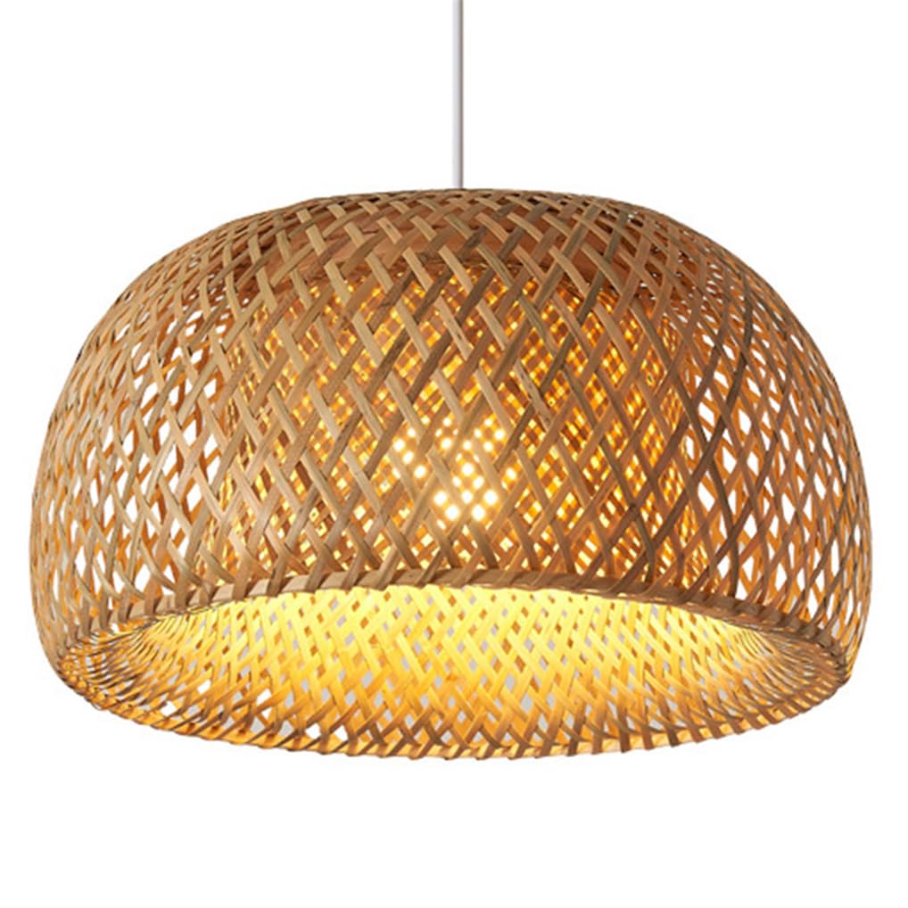 Lampada A Sospensione A Forma di Nido D'uccello da 14,9", Paralume in bambù Intrecciato Lampadario A Gabbia in Vimini Naturale Antico Intrecciato Paralume A Cestino in Stile Boho