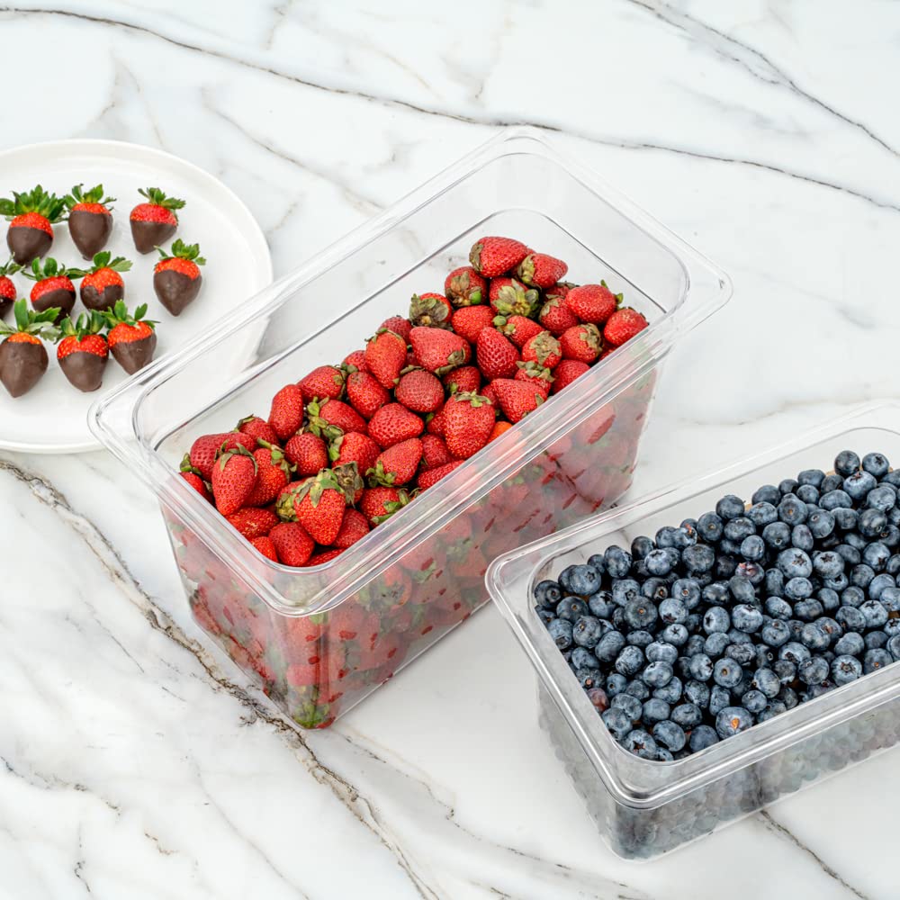 Restaurantware RWT0828 Met Lux - Contenedor de almacenamiento de alimentos fríos de tamaño 1/3, 20 cm de profundidad, caja de 10 unidades, plástico