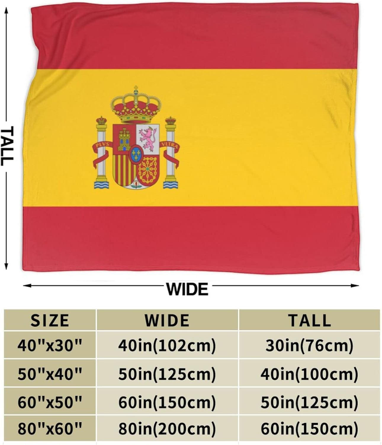 BASTU Flag of Spain Throw Blanket for Men Women Couch Bed Sofa Throw Blanket 60""x50"" Blankets, Black