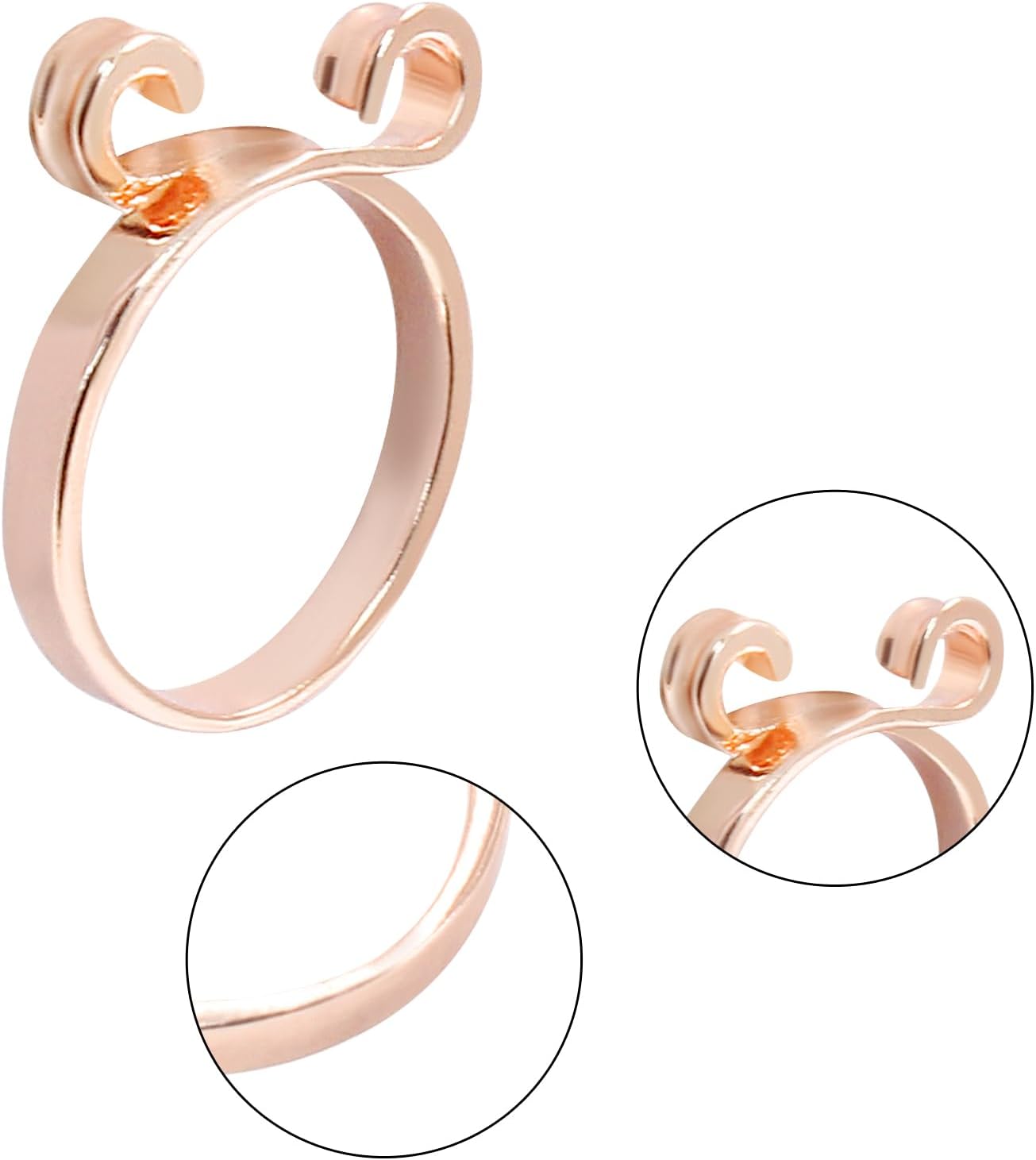 Coufce 2 PCS Rose Gold Adjustable Knitting Crochet Loop Ring