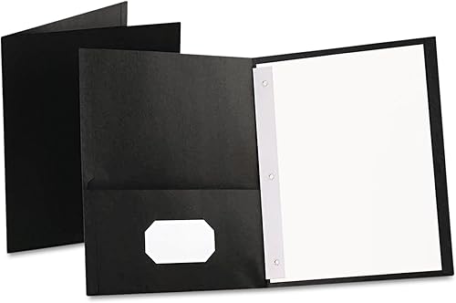 Oxford 57706 Carpetas de doble bolsillo con 3 sujetadores, carta, capacidad de 1/2 pulgada, color negro, caja de 25 unidades