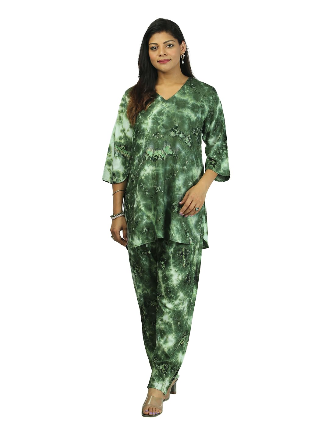 Freesia Array Tye and Dye Lounge Wear Set for Women: Cotton Rayon Fabric, Side Pocket, Gentle Machine Wash, Women's Coordinated Set - Casual Kurta Set for Women -Kurti Set for Women - Size - S-picture-43