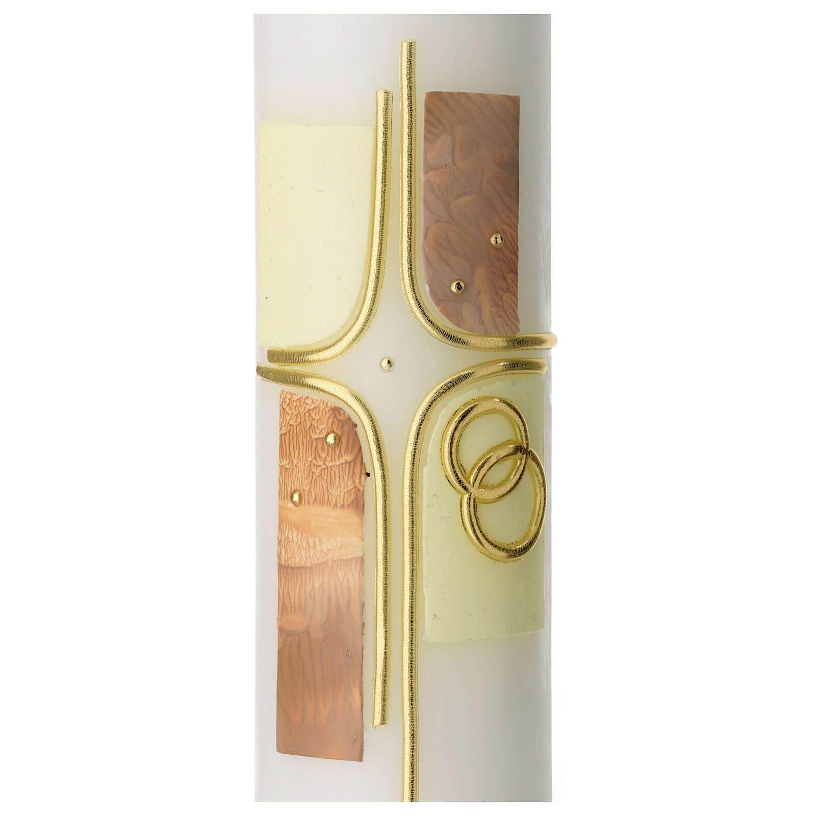Wedding Candle, Colourful Cross and Rings, 265x60 mm