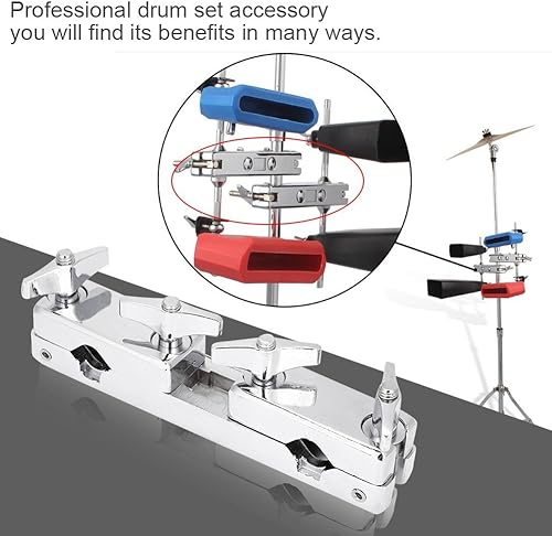 Miniatura 2 de Juego de abrazaderas de tambor, soporte de abrazadera de conexión, barra de percusión y clip de conexión, soporte de soporte para platillos