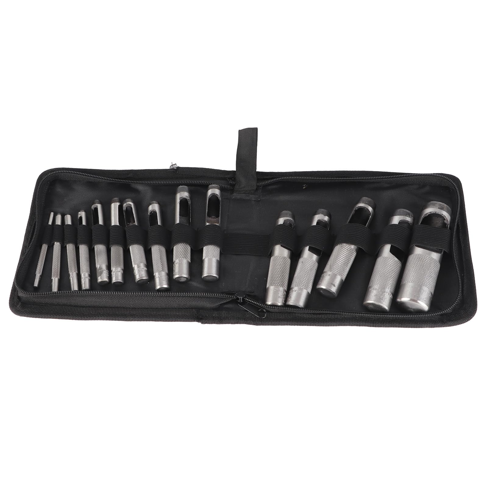 Leather Hole Punch Cutter 15Pcs 3 to 25mm Carbon Steel Leather Crafting Hollow Punch Set Belts Hole Manual Chisel Punch Tools for Watch Bands Belts Canvas Paper