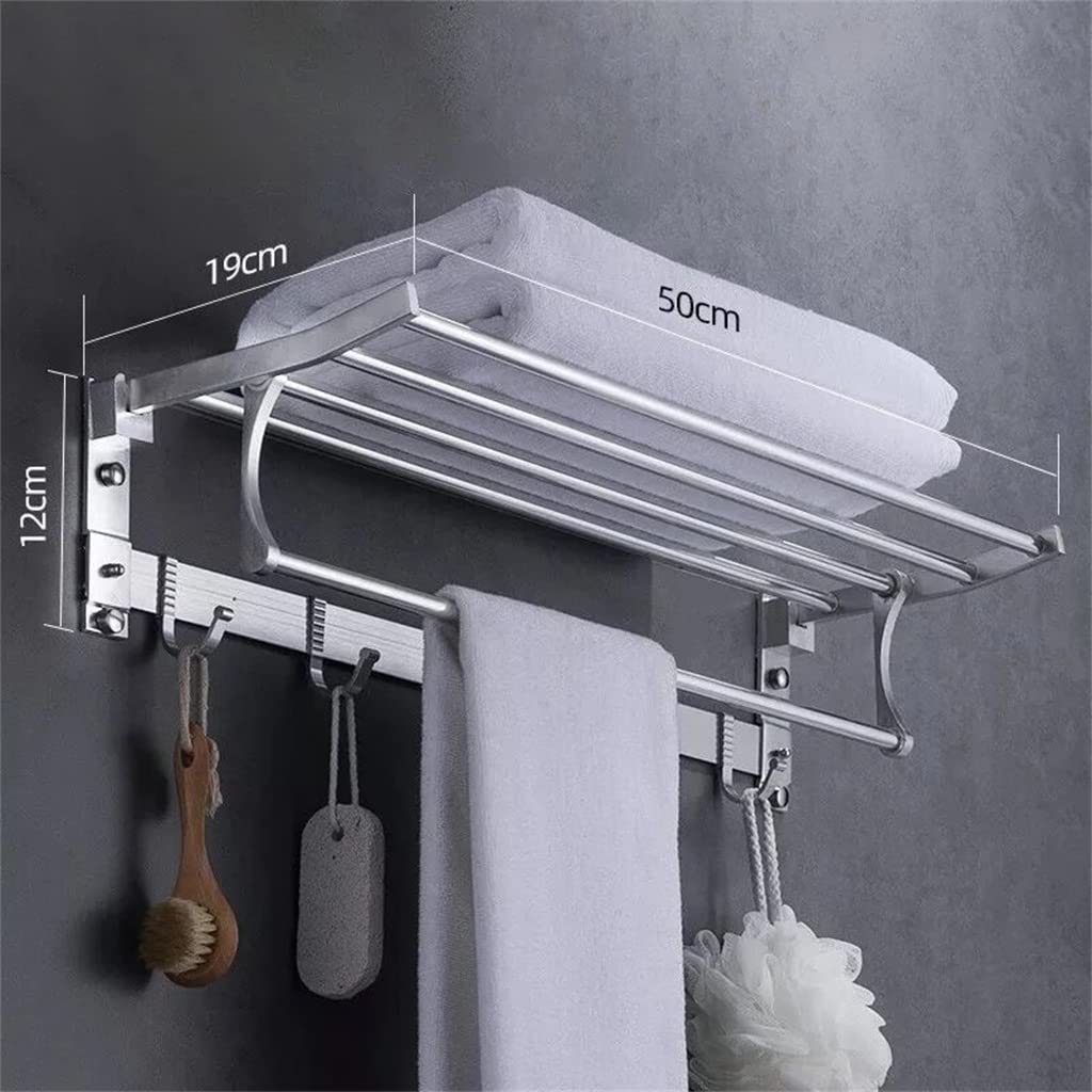 Wieszaki na ręczniki, wieszak na ręczniki montowany na ścianie składany aluminiowy organizer uchwyt na ręczniki łazienka półka ścienna do wyposażenia łazienki akcesoria łazienkowe (kolor: B