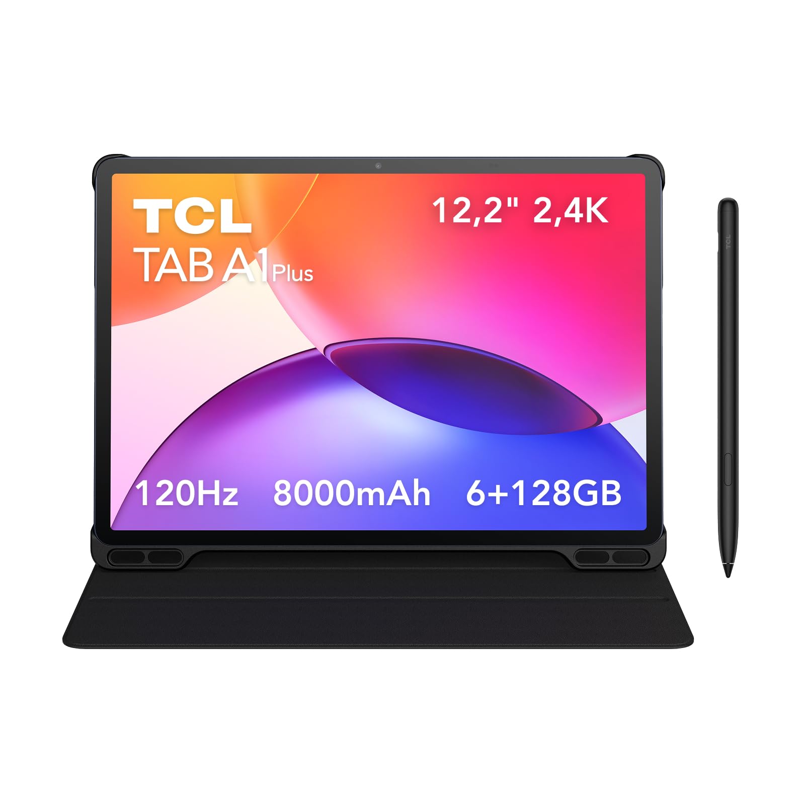 TCL Tab A1 Plus + Flipcase + Pen, 6GB+128GB, Écran immersif 12,2" 2,4K 120Hz, Processeur 4 nm avancé, Design monocoque métallique Fin, Google Gemini, AI Toolbox, Interface intuitive