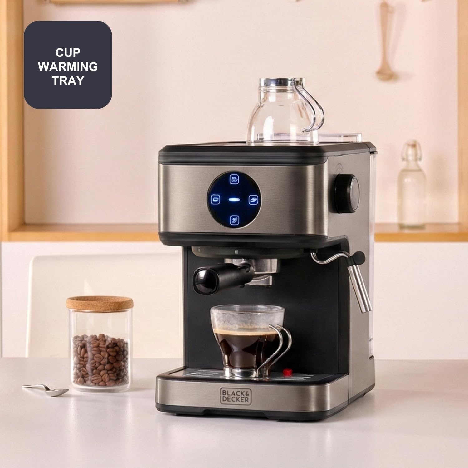 BLACK+DECKER BXCO850E - Macchina da Caffè Espresso, 20bar, 850W, 1,5L, Acciao Inox