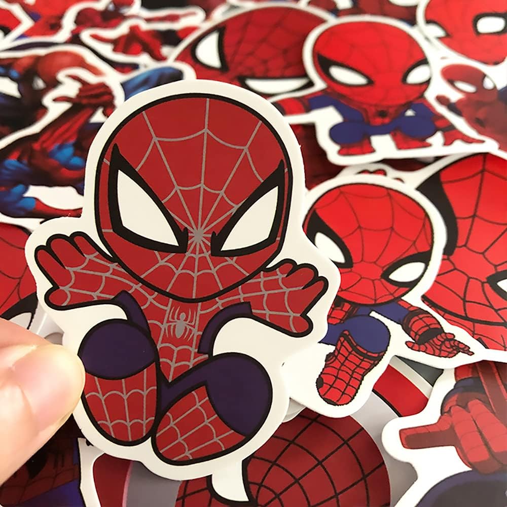 35 Pcs Red Cute Cartoon Spiderman Vinyl Waterproof Stickers for Laptop Water Bottle Luggage Bike Tablet Phone Hydroflasks Cup Bumper Guitar Decals Stickers Gift Pack for Teens Adult Boys Girls Kids. - Image 4