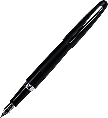 Pilot Metropolitan Fountain Pen, Black Barrel, Classic Design, Medium Nib, Blueblack Ink, 1 Pen with 12 Refill Cartridges