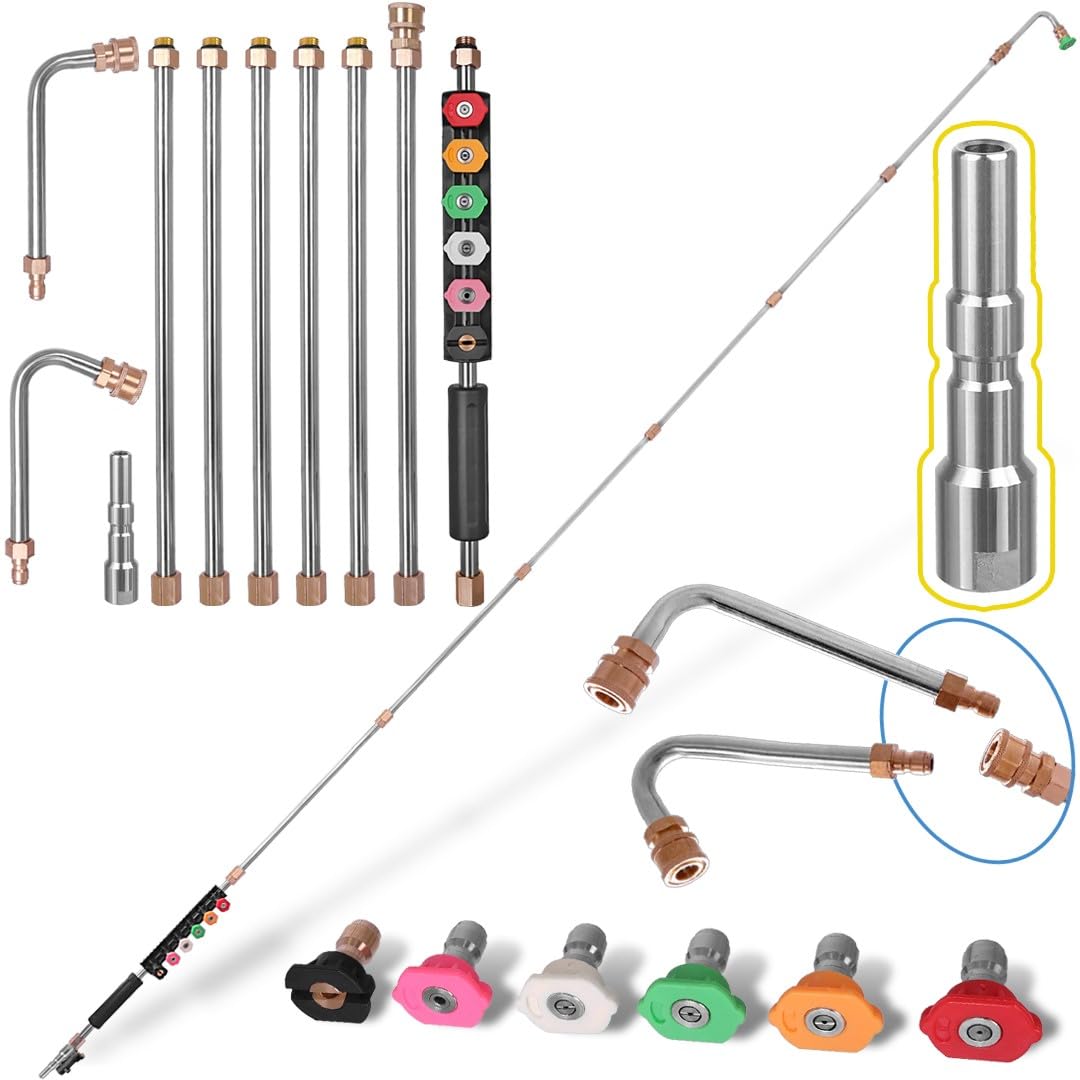 TC Technic - Lanza telescópica compatible con hidrolimpiadora NILFISK KEW – 280 cm modular – Kit de lanzas angulares de acoplamiento rápido, conexión de bayoneta – 160 bar – Accesorios de limpieza