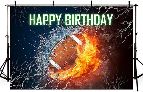 Miniatura 4 de AIBIIN Fondo de fotografía de fútbol de 7 x 5 pies con temática de feliz cumpleaños para niños recién nacidos, niños, es hora de juego, fiesta de