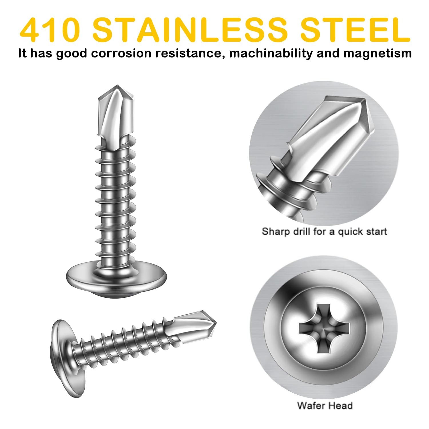 200Pcs Wafer Head Self Drilling Screw, M4.2 x 13mm Self Tapping Screws for Metal Modified Truss Head Self-Tapping Screws - Image 3