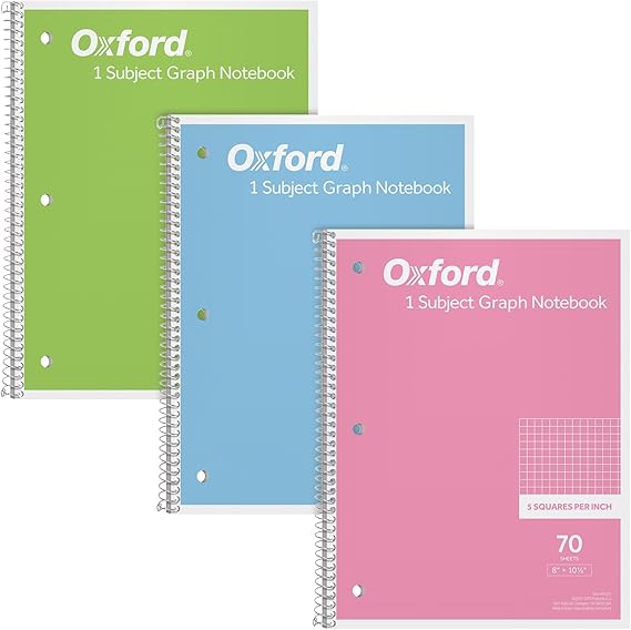 Oxford Spiral Notebook Graph Ruled 1subject Pastel