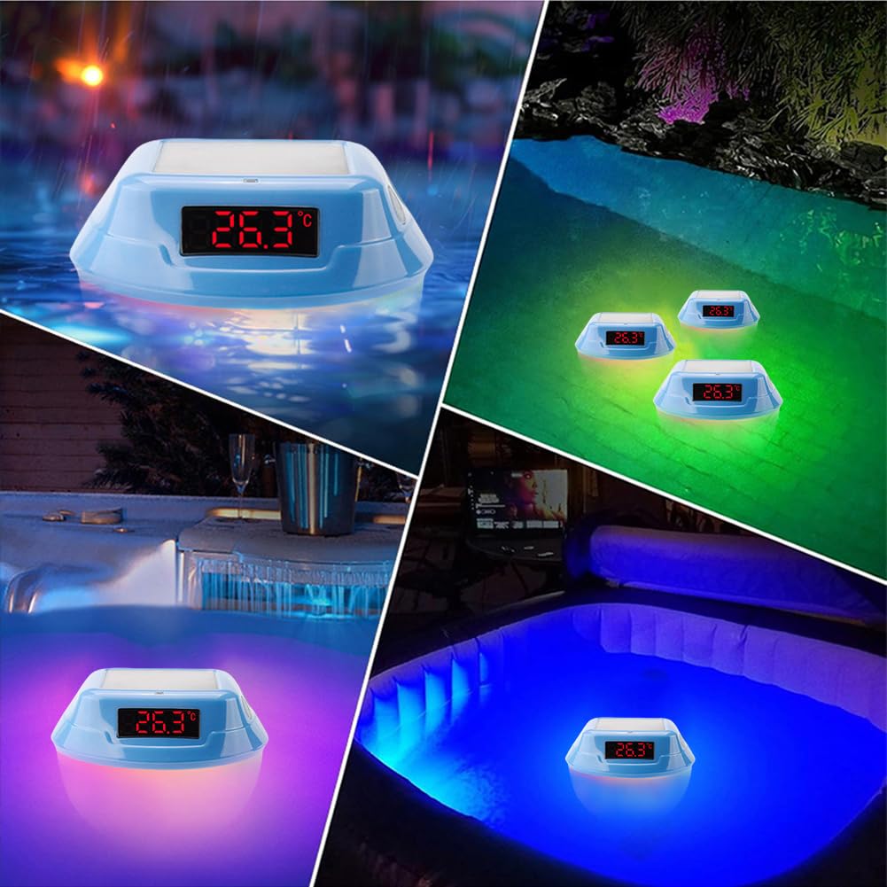 Termometr do basenu solarnego z oświetleniem RGB i monitorem temperatury do spa i