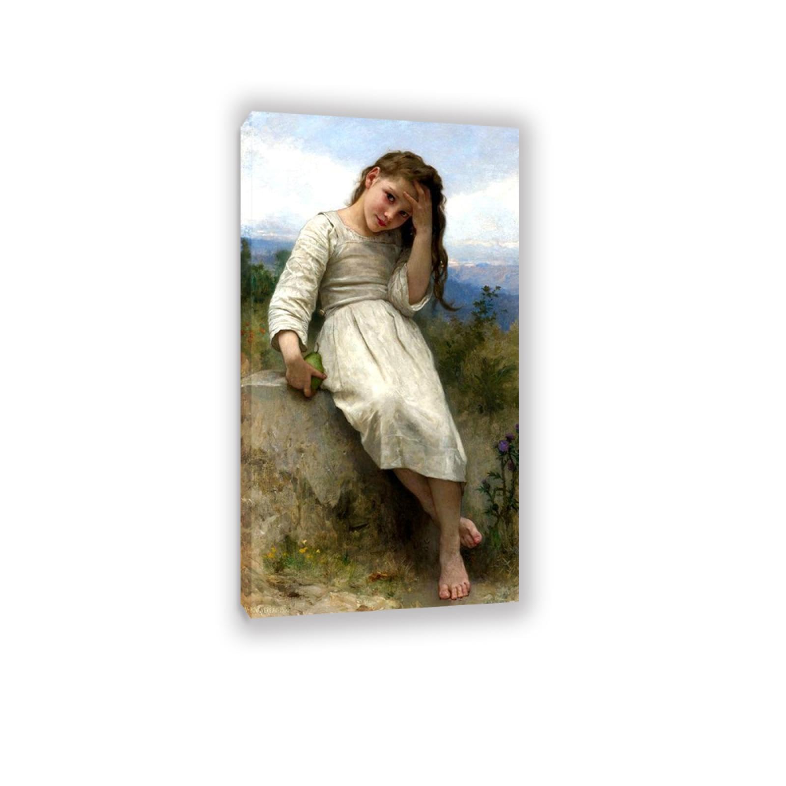 RXNHGJDS William-Adolphe Bouguereau Wall Art Little Thief Fine Art Portrait Wall Painting Aesthetic Wall Decor for Living Room Bedroom Bathroom Home Decor 145x80cm Inner frame
