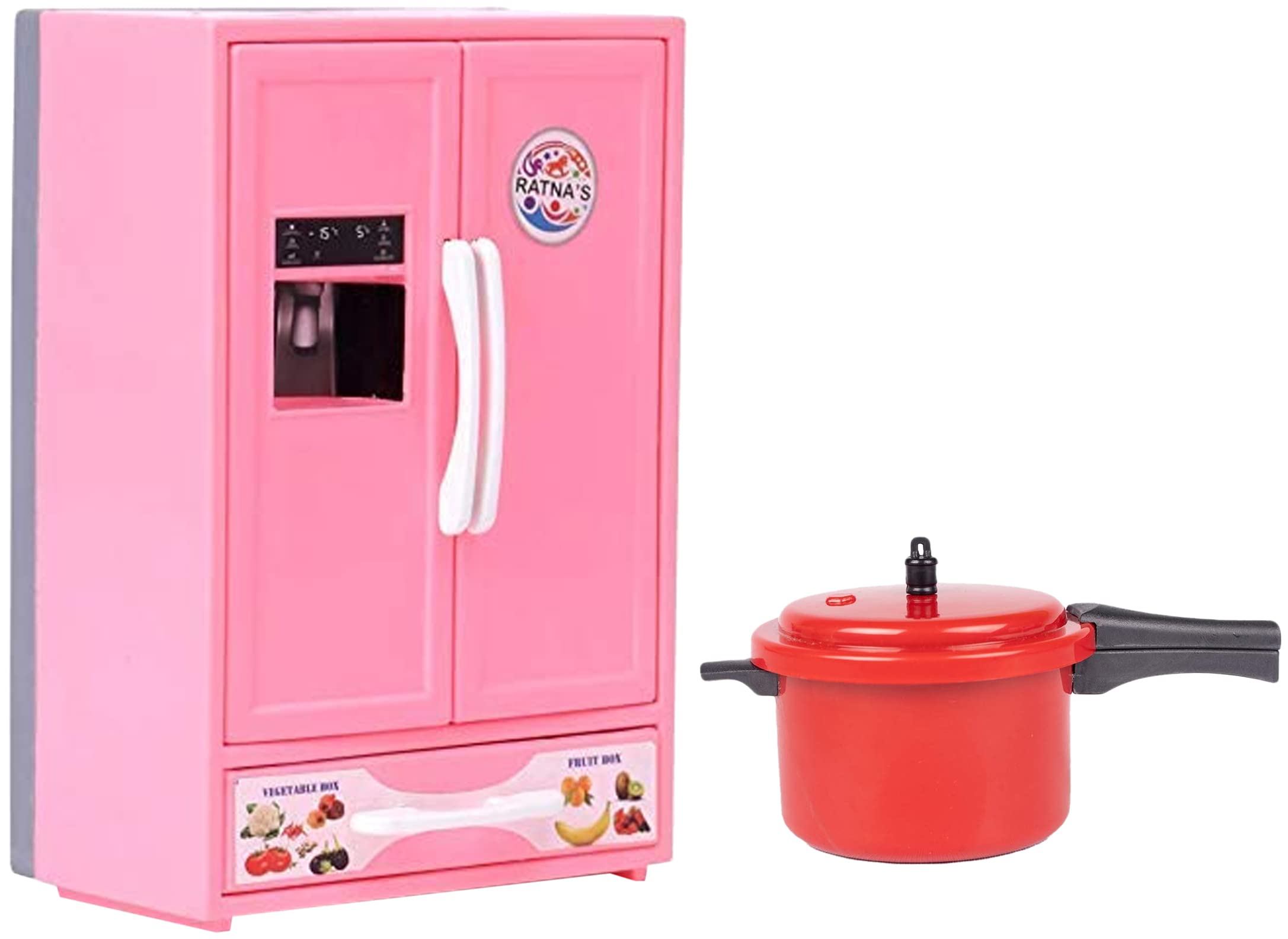 RATNA'S Plastic Toy Refrigerator, Pink & Ratna's Toy Cooker Miniature (Red)