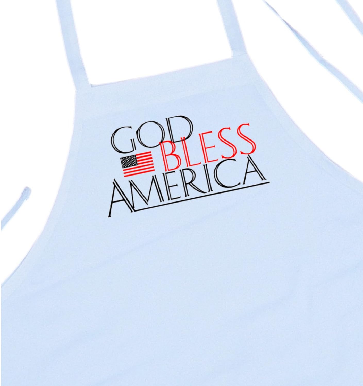 God Bless America White Kitchen Apron – Patriotic USA BBQ & Cooking Apron For Men And Women