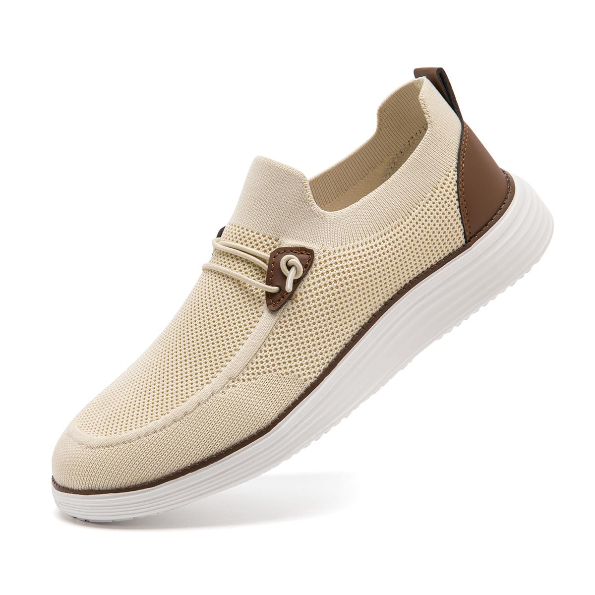CAIQDM Bequeme nackte Slip-On-Loafer für Herren hautfreundliche rutschfeste Innensohlen Walking-Freizeitschuhe Retro-Mode leichte und atmungsaktive Outdoor-Fitness-Joggingschuhe