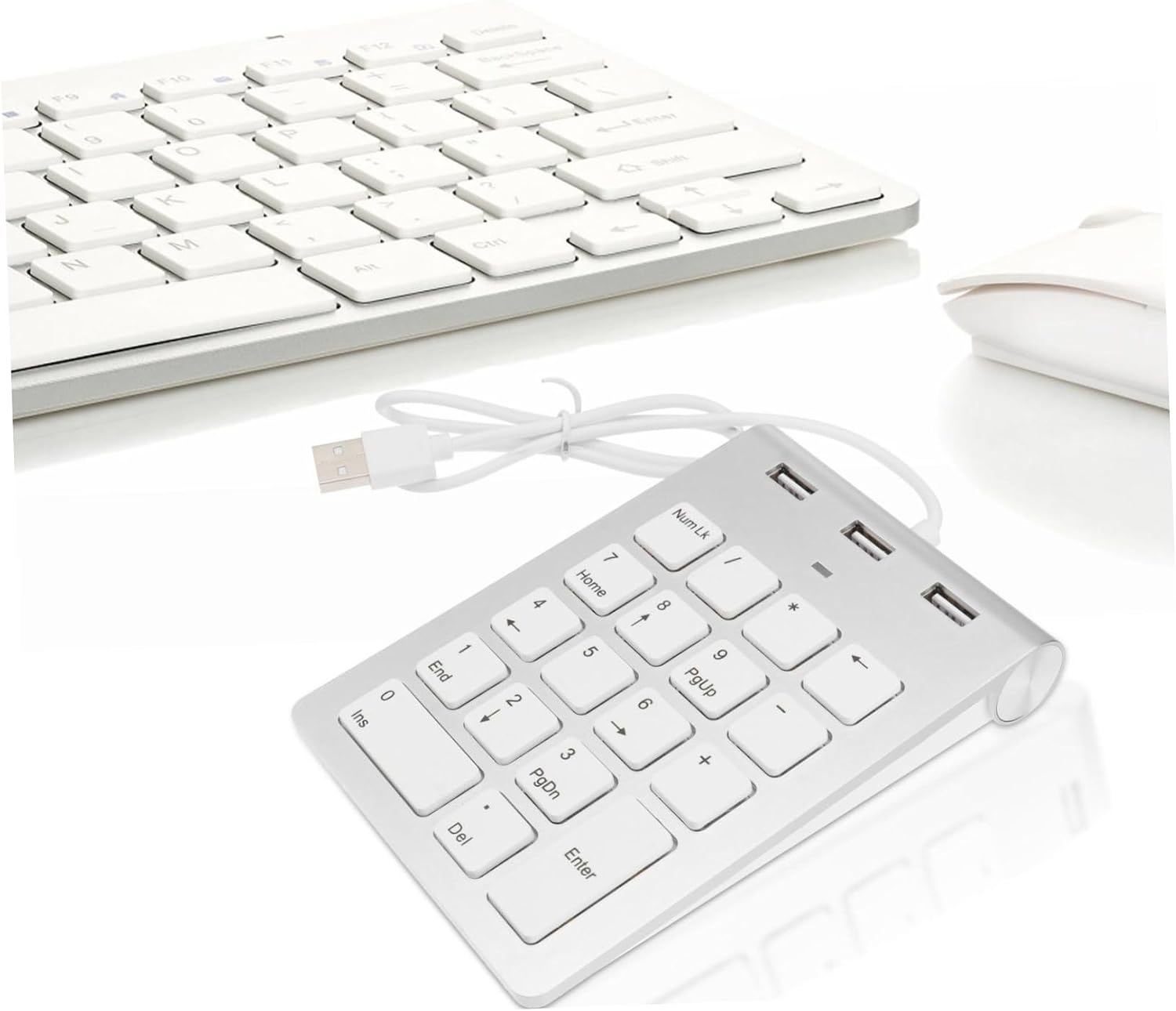 NUOBESTY USB Numeric Keypad with USB Ports Hub Key Wired Numpad for Laptop Computer Lightweight Design Compatibility
