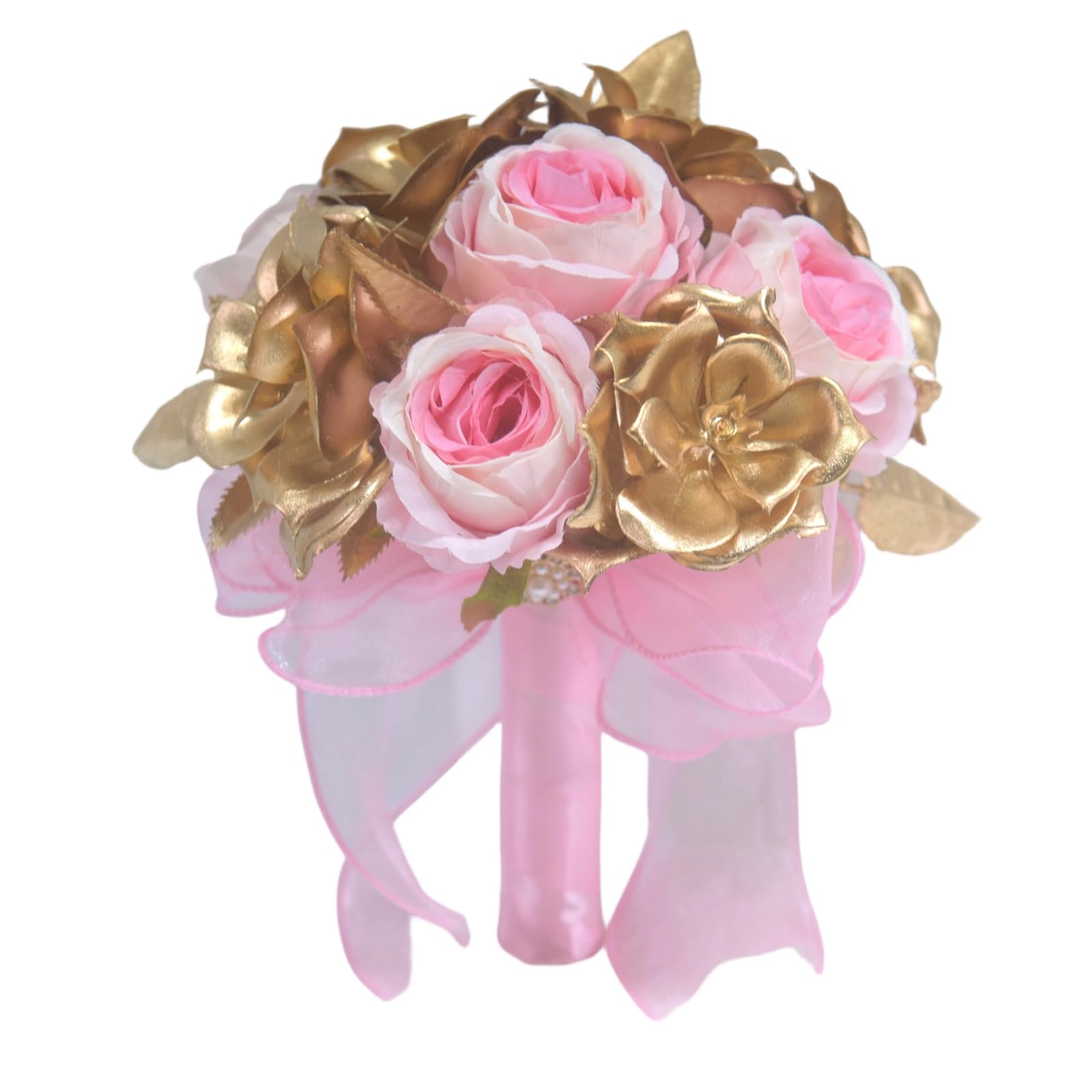 Chinese Wedding Bouquet Artificial Bridal Flowers for Ceremony Accent, Ribbon Wrapped Hand Bouquet, 23 X 18 Cm Bridal Portrait Xiuhe Ribbon Handle Ceremony Flower Accent Chinese Wedding Bride Hand