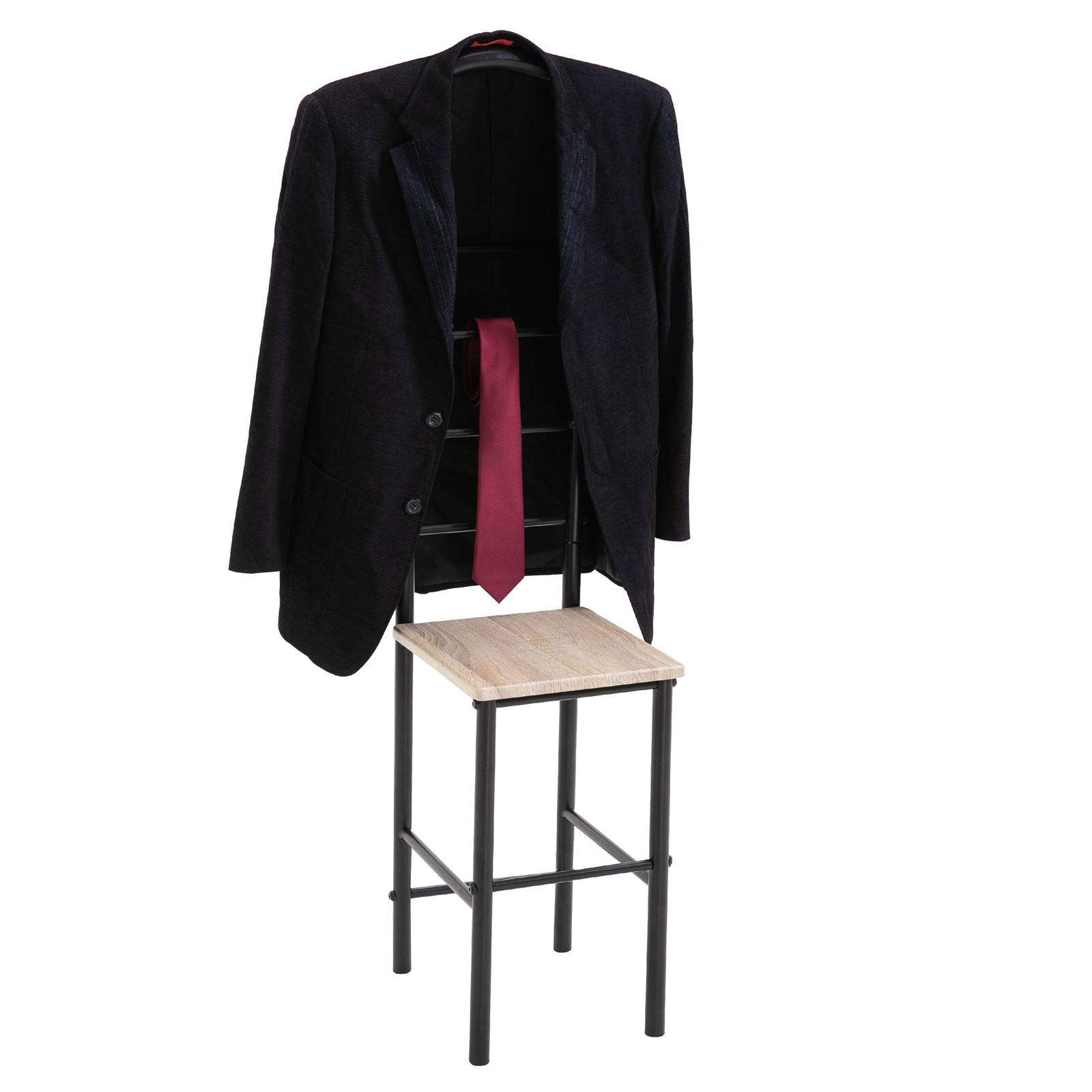 CARO-Möbel Herrendiener JIVO Stummer Diener Kleiderständer, Metallgestell schwarz und Ablage in Sonoma Eiche, 121 cm, Garderobe mit Hosenbügel