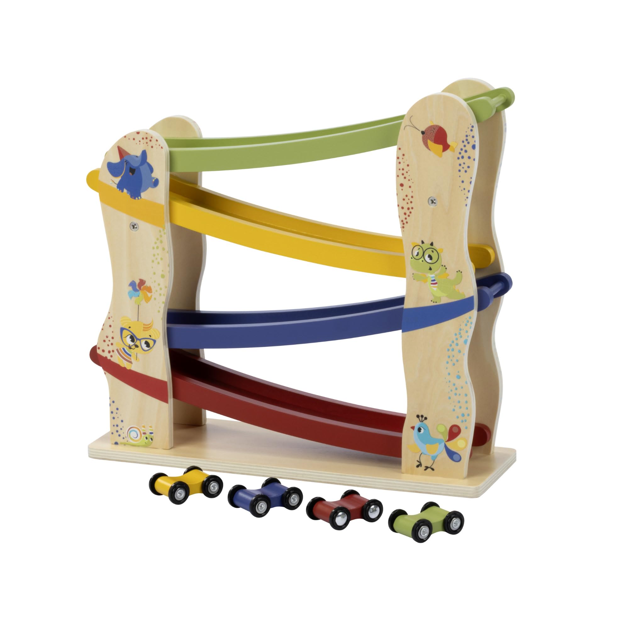 Tiny Love Pista Macchinine Legno, Piste Macchinine per Bambini con 4 Macchinine in Legno, Capacità Motorie Fini, Sviluppo Cognitivo, Design Naturale, 18+ Mesi, Collezione Born To Party