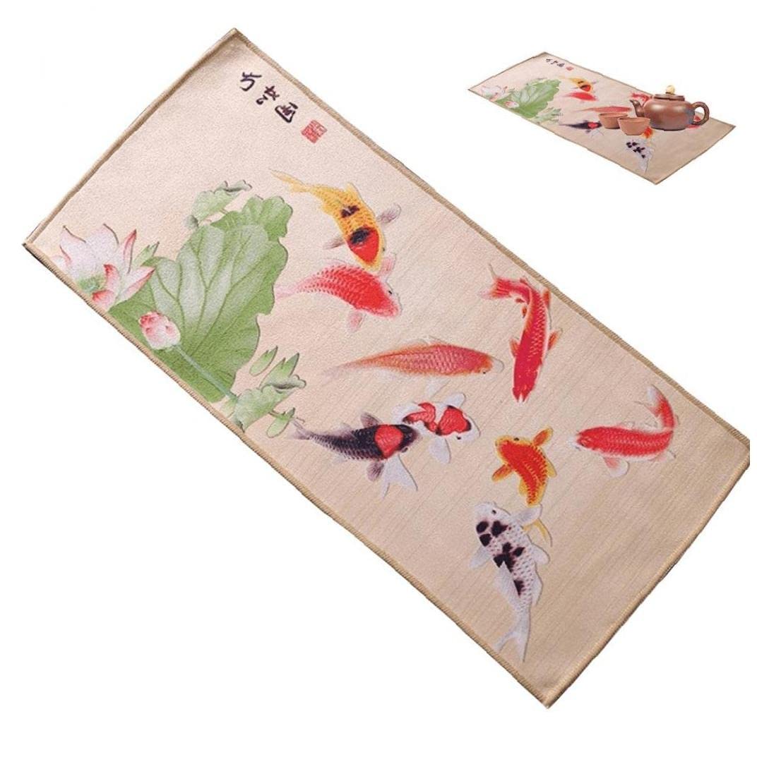 Bopely Style1 Chinese Painted Tea Towel Absorbent Rag, Thickened Table Cleaning Tea Cloth, Cotton Household Cloth Dish Cleaning Wipe Tea Towels