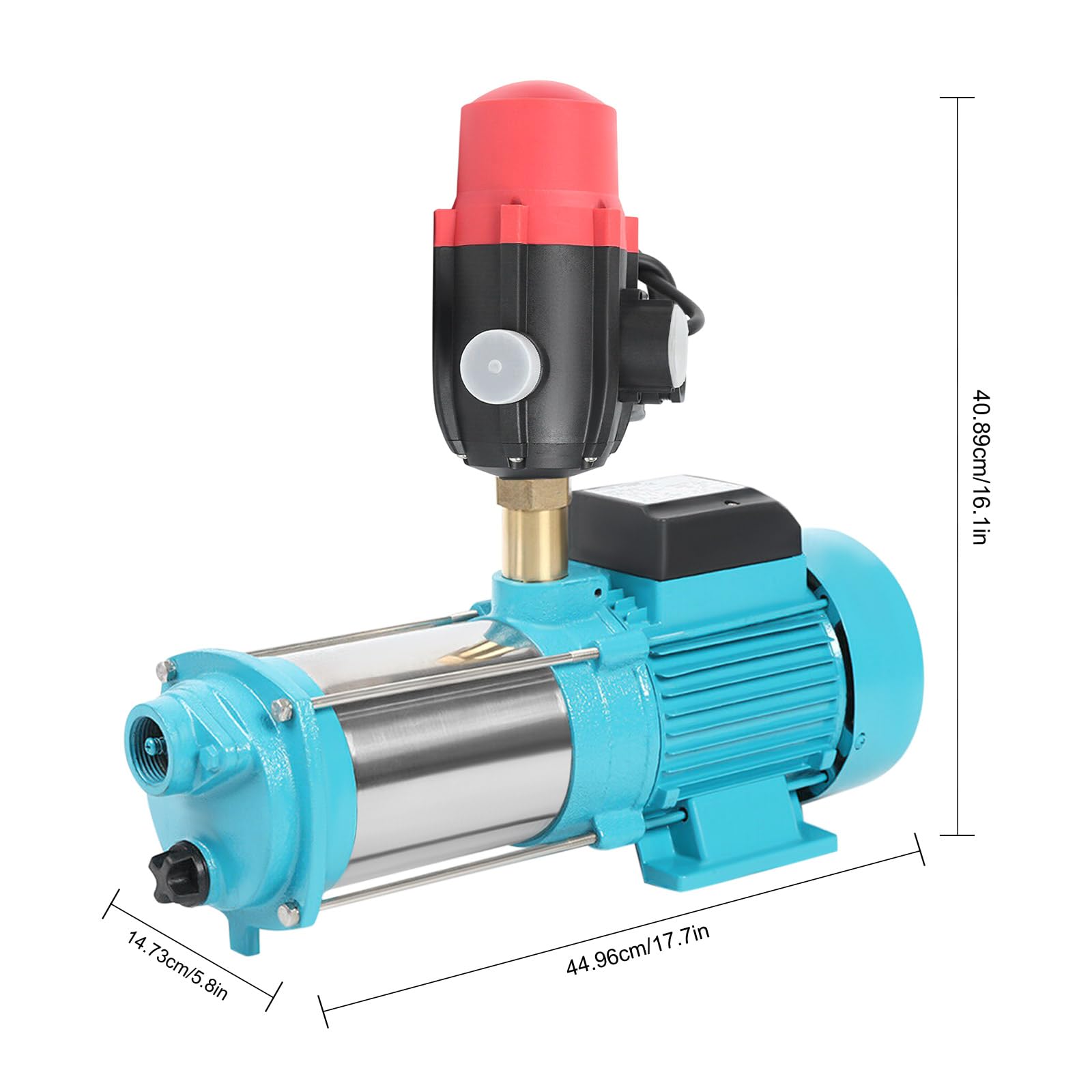 Pompa centrifuga da 1300 W, in acciaio inox ad alte prestazioni, 98 metri, avvio/arresto automatico premendo un pulsante, ideale per l'irrigazione di terreni agricoli, irrigazione del giardino e