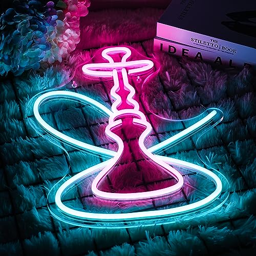 Image of Neon Sign Pink Blue LED Neon Sign for Wall Decor Neon Light Sign Dimmable USB Neon Signs for Shop Bar Pub Man Cave Home Wall Decor Aesthetic Room Decor(16.5 * 12.6 inch)