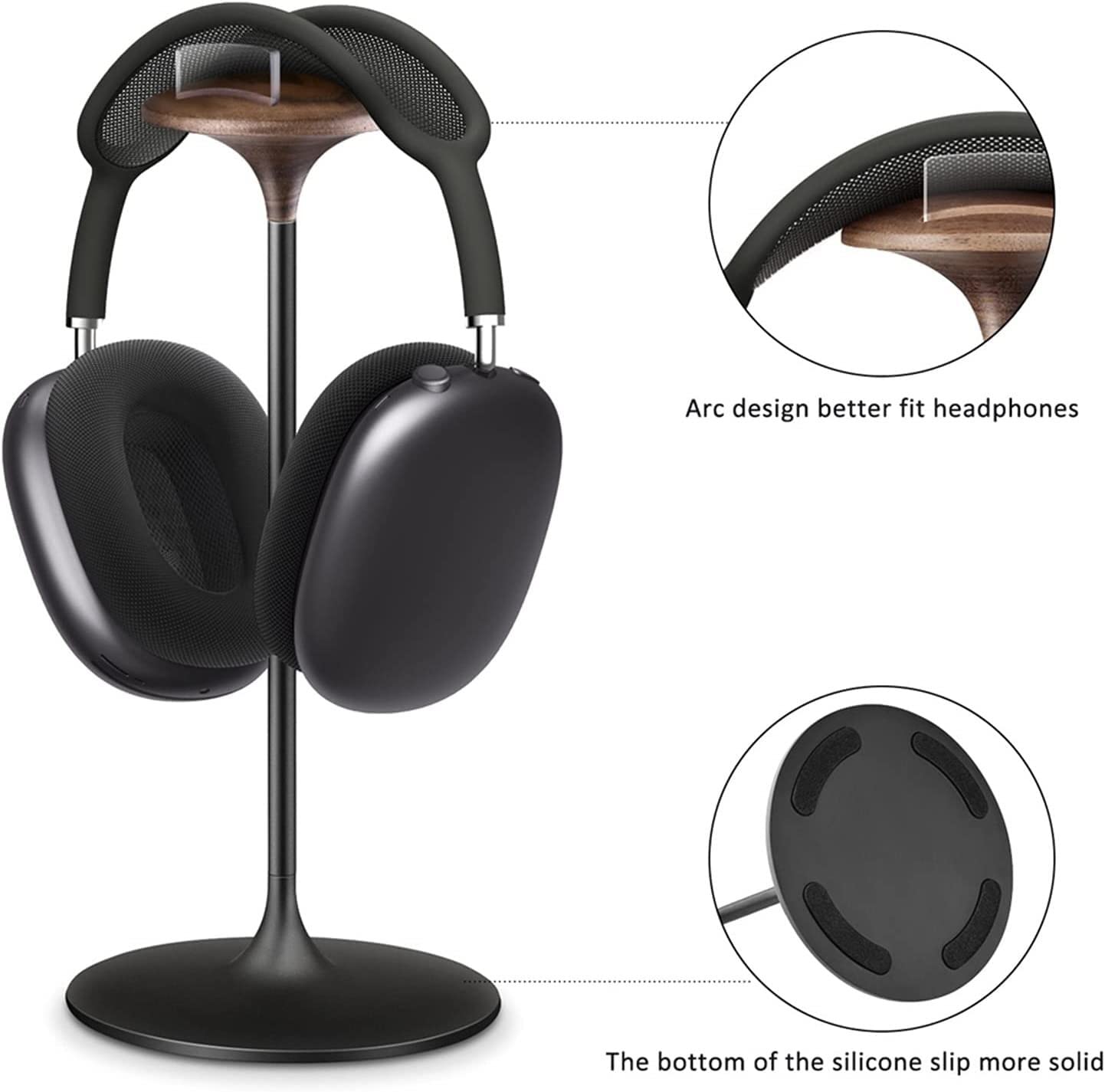 Supporto per Cuffie Supporto Cuffie Stand Cuffie Supporto Per Cuffie In Alluminio In Legno Di Noce Nero/faggio Supporto In Legno Naturale Monitor Da Tavolo Accessori Per Giochi Per PC Supporti per Cuf