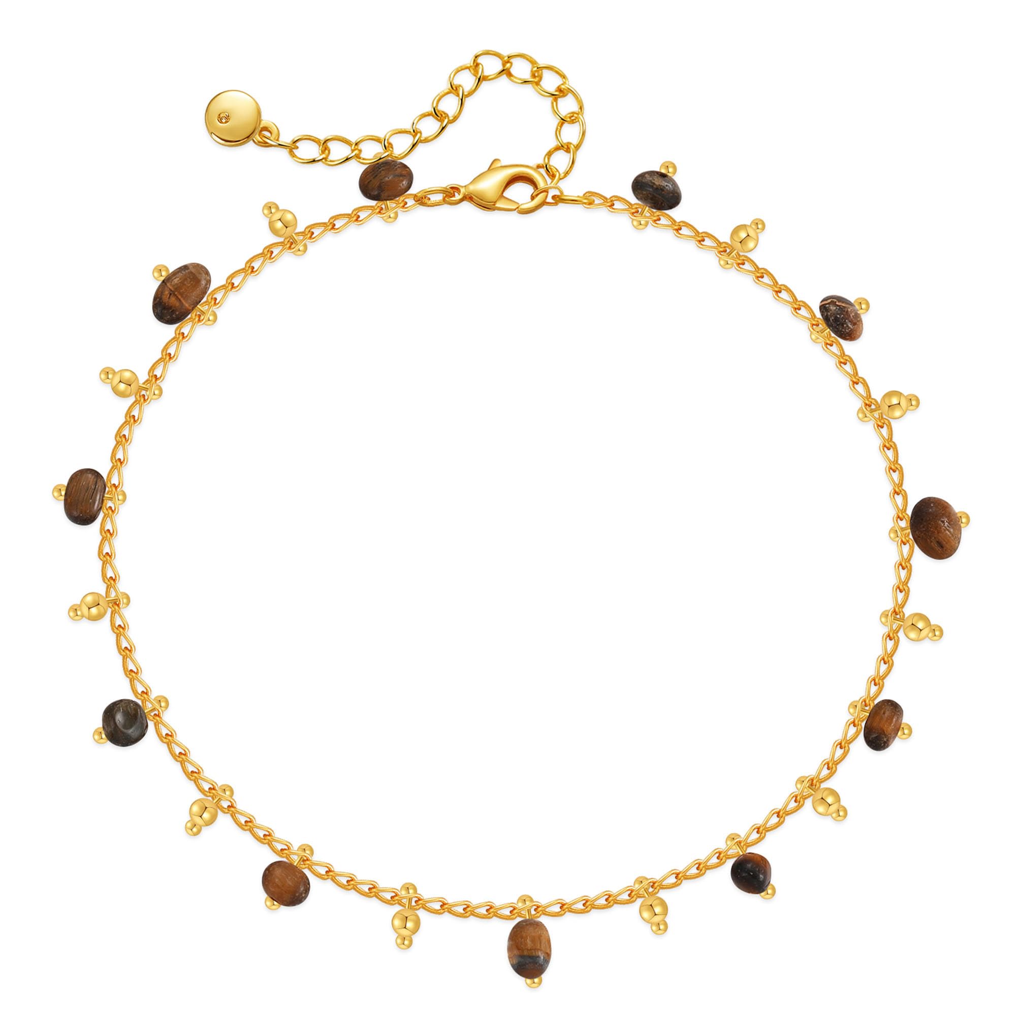 Yumikoo 18k Gold Plated Anklet, Women Adjustable Gold Tone Ankle Bracelet
