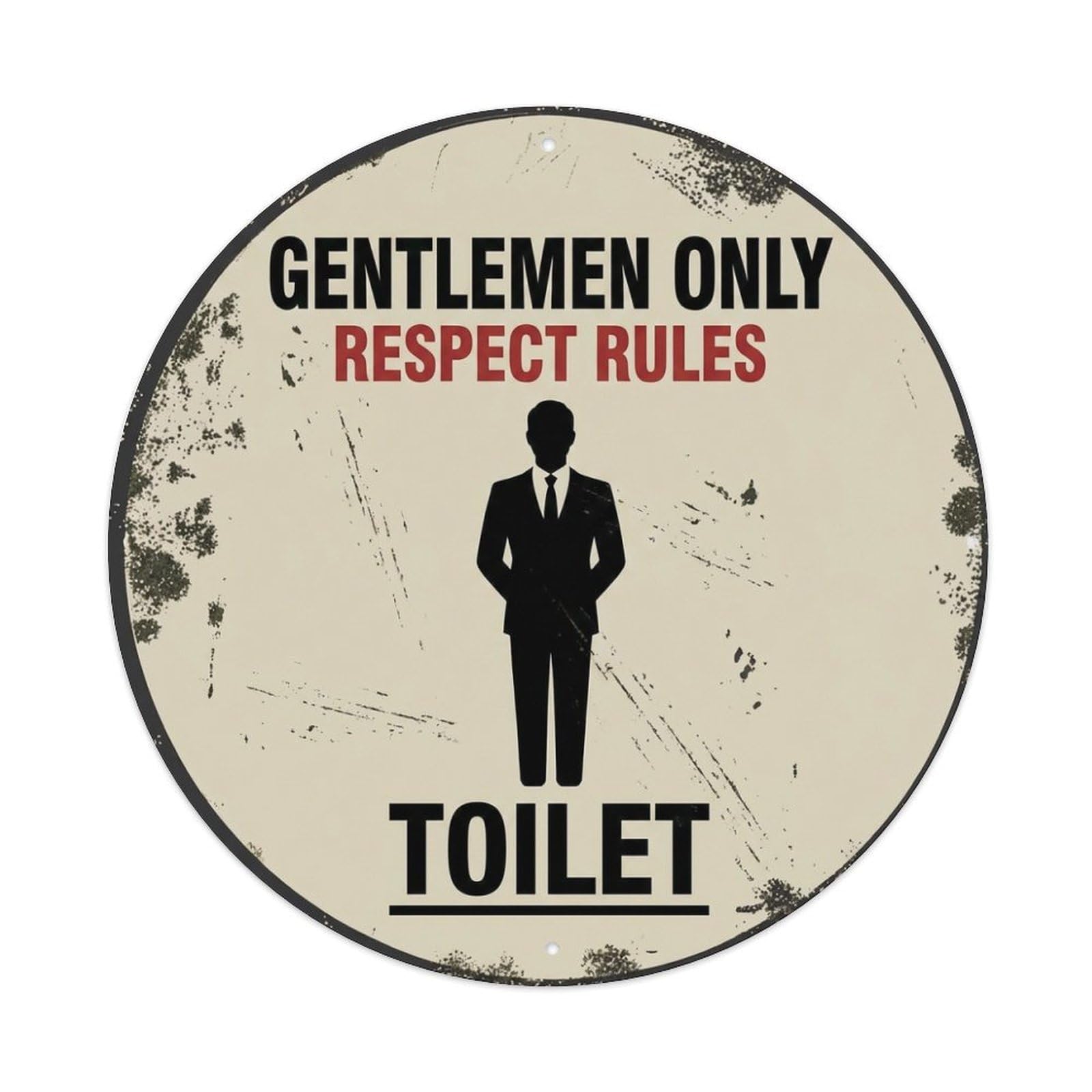 Metal Tin Sign Gentlemen Only Respect Rules Toilet Warning Sign