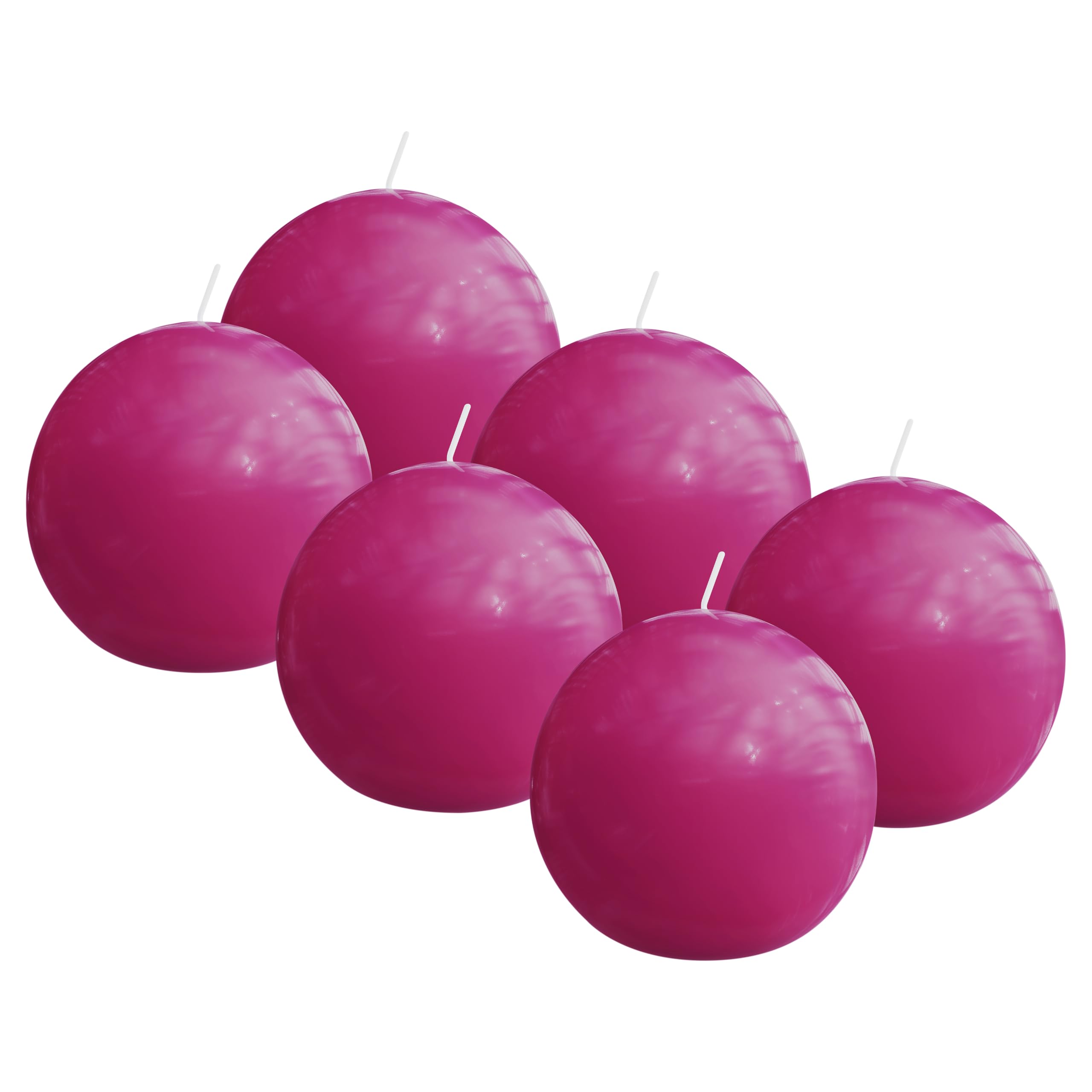 Bolsius - Smooth Ball Candle - Fuchsia Pink - Glossy - 2.8 in - Pack of 6-16 Hours - Decorative Candles - No Palm Oil - with Natural Plant Wax