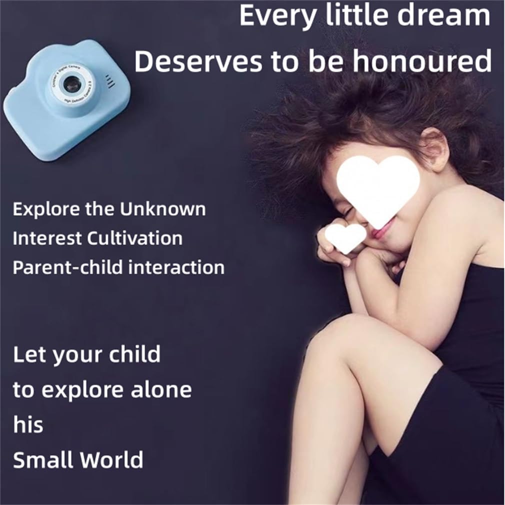 Min Toddler Camera, Kids Camera for Girls Boys Toys, 4000W Pixels 4 Layers Optical Glass 2.0 Inch IPS Screen 32G TF Card, Cool Stuff for Birthday,Blue