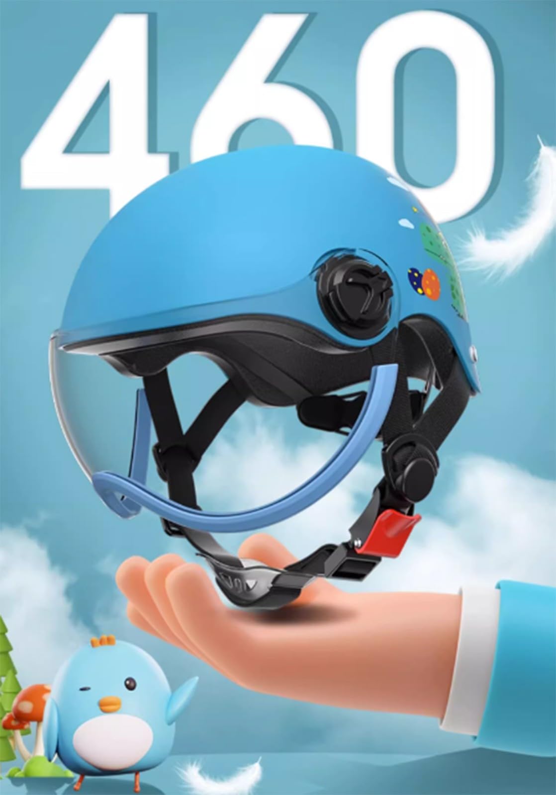 Cascos De Motocicleta De Dibujos Animados para Niños, Bonitos Cascos De Cuatro Estaciones con Visera Solar para Jóvenes Ciclomotor ATV Cruiser Scooter Casco para Niño Y Niña B,M48-54CM