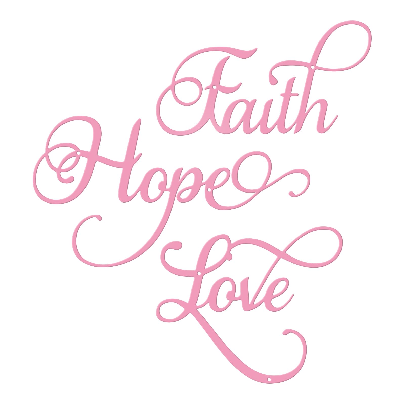 ESTART Faith Hope Love 3 Pieces Metal Wall Decor Inspirational Black Letter Sign Wall Art Rustic Vintage Farmhouse Word Metal Sign Family Wall Decor for Home Bedroom Living Room (Pink)
