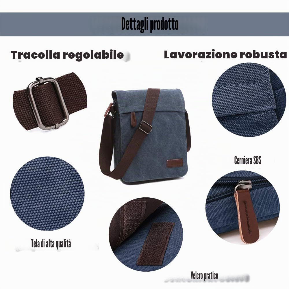 LOSMILE Borse a spalla da Uomo,Borse Messenger di tela, Borse per PC portatili, Borsa a tracolla, Per lavoro e scuola.