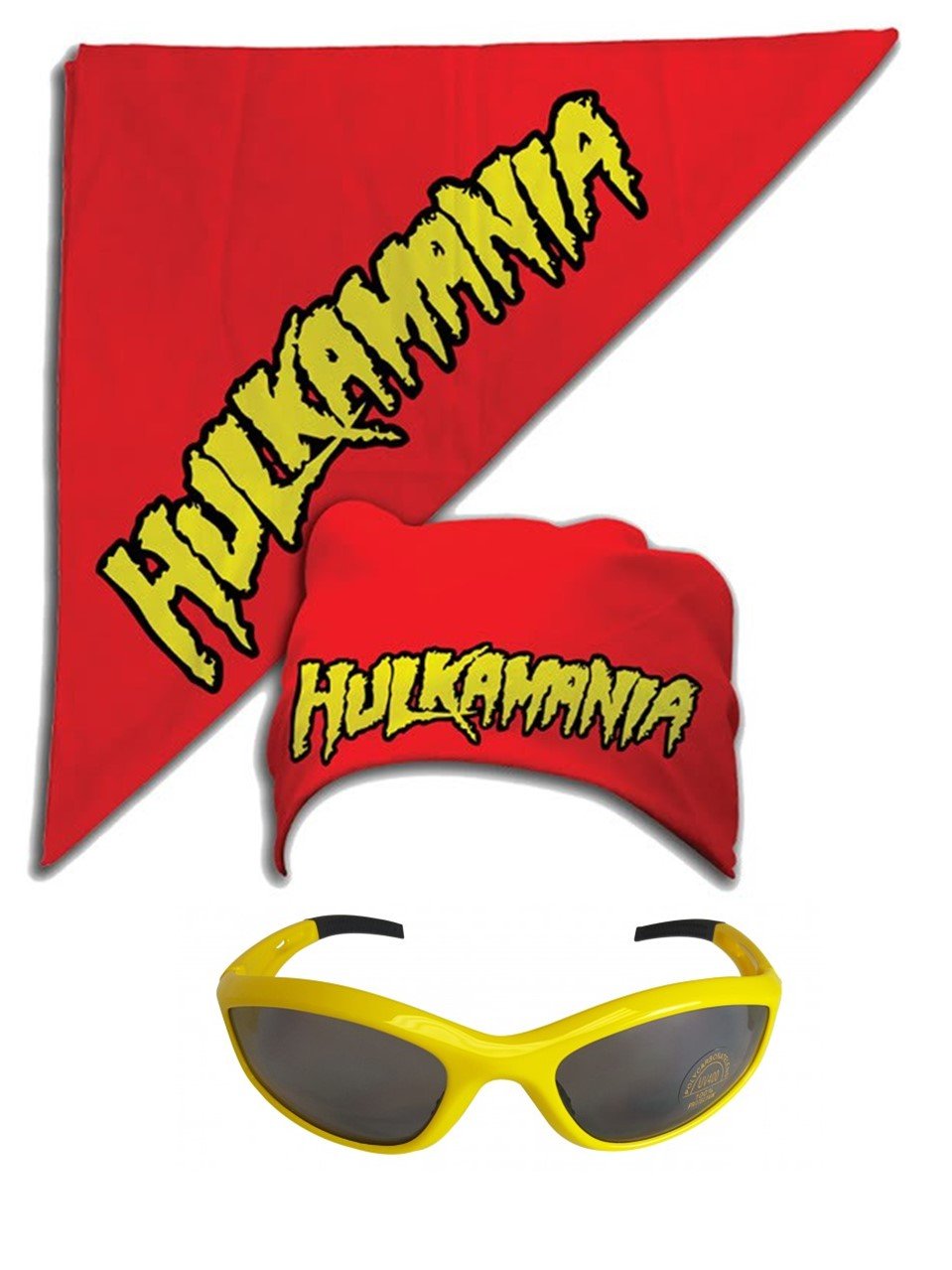 Wrestler Hogan Costume Red Bandana Yellow Sunglasses for Halloween & Cosplay
