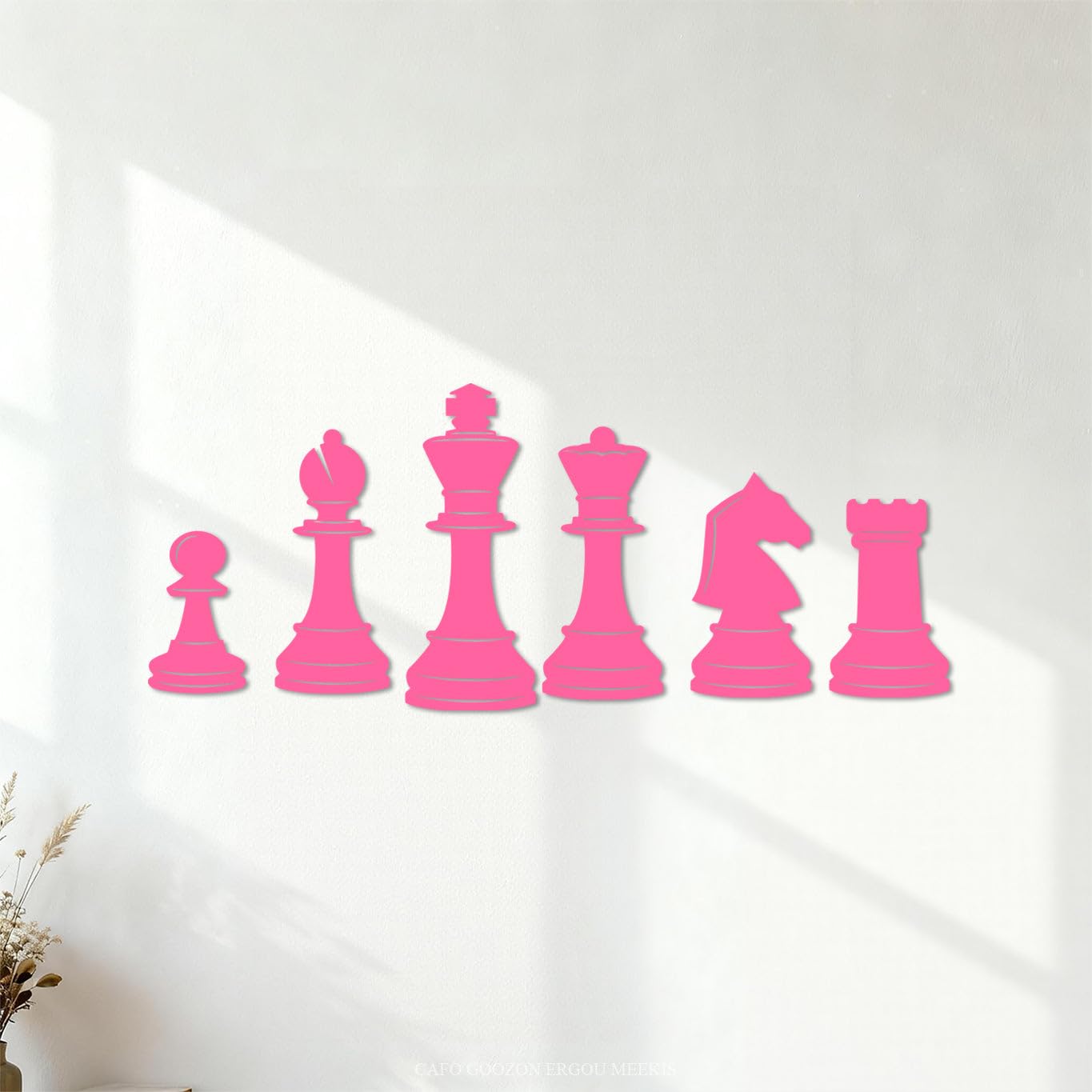 Mural and Wall Vinyl Decal Image of Chess Pieces 42x102.6cm It Won't Fall Off Pink