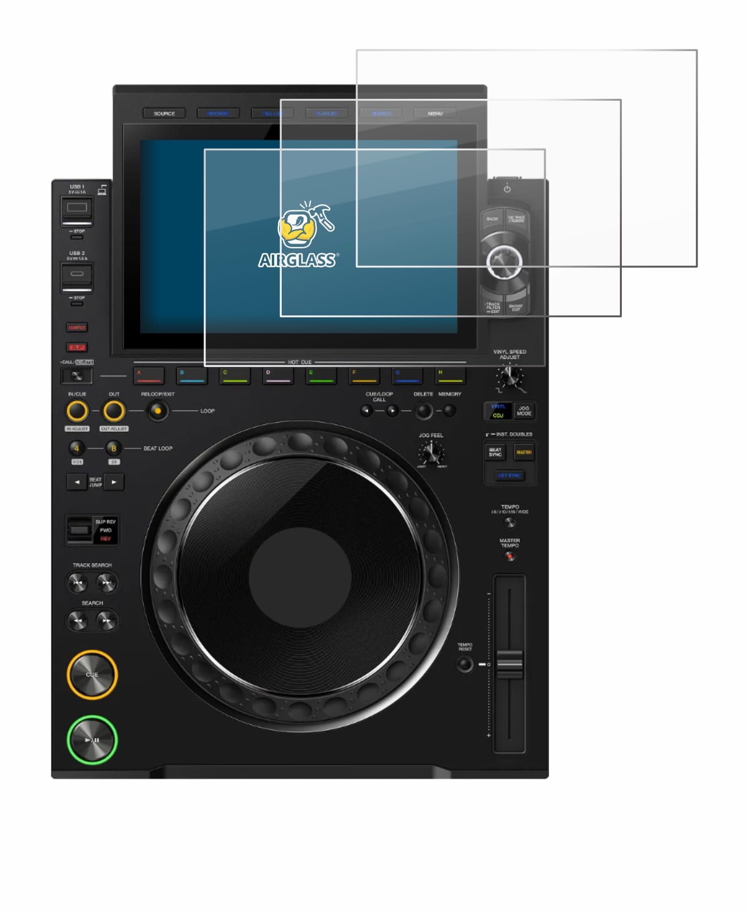 BROTECT Protector Pantalla Cristal para Pioneer CDJ 3000X Protector Vidrio (3 Unidades) - [Dureza 9H, Anti-Arañazos]