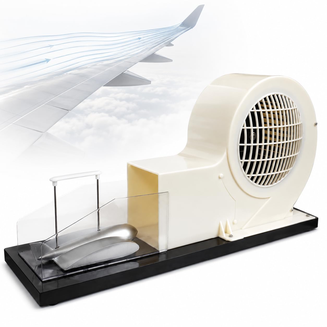 AMQYDT Aircraft Lift Principle Demonstrator, Gas Convection Aircraft Lift Principle Demonstrator, Wing Section Model and Built-In Blower for Physics Aerodynamics Teaching